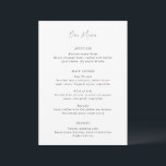 Menu Casamento Limpo Moderno de Preto e Branco<br><div class="desc">Menu de casamento moderno com um simples design com uma combinação de um roteiro elegante e fontes clássicas de serifa.</div>