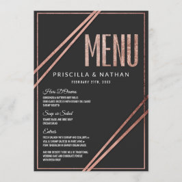 Menu Casamento linear chique Dourado do rosa moderno