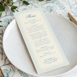 Menu Casamento Listras Azuis Claras Clássicas