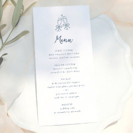 Menu Casamento Listras Azuis Doodle Retro Caprichoso