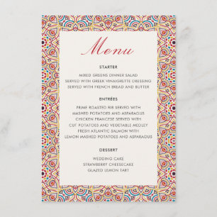 Menu Casamento Luxuoso Geométrico Brilhante Metálico
