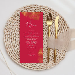 Menu Casamento Magenta Rosa Vermelho Dourado Monograma 