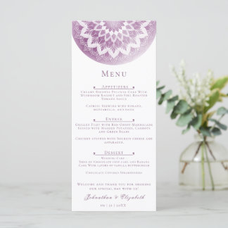 Menu Casamento Mandala com Renda Rosa