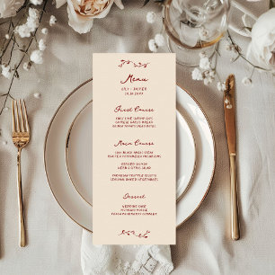 Menu Casamento Manuscrito Maroon