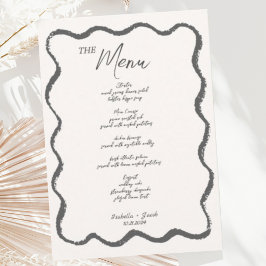 Menu Casamento Manuscrito Trendy Retro Wavy Squiggle