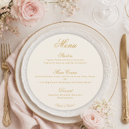 Menu Casamento Marfim Dourado Simples Elegante Roteiro 