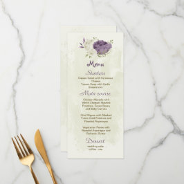 Menu casamento mauve de flores brancas verde