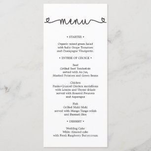 Menu Casamento - Menu Chá de panela - Corações