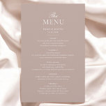 Menu Casamento Minimalista Beige Elegante<br><div class="desc">Elevem sua recepção de casamento com nosso elegante Cartão de Menu de Champanhe de Beige. Apresentando fontes serif refinadas, este cartão de menu descreve lindamente seus cursos cuidadosamente curados, adicionando um toque sofisticado à sua configuração de mesa. A cor luxuosa do champanhe bege complementa qualquer tema elegante do casamento, garantindo...</div>