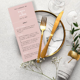 Menu Casamento Minimalista Blush Reverso | QR | Elegant