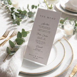 Menu Casamento Minimalista Caligráfico Cinza Claro