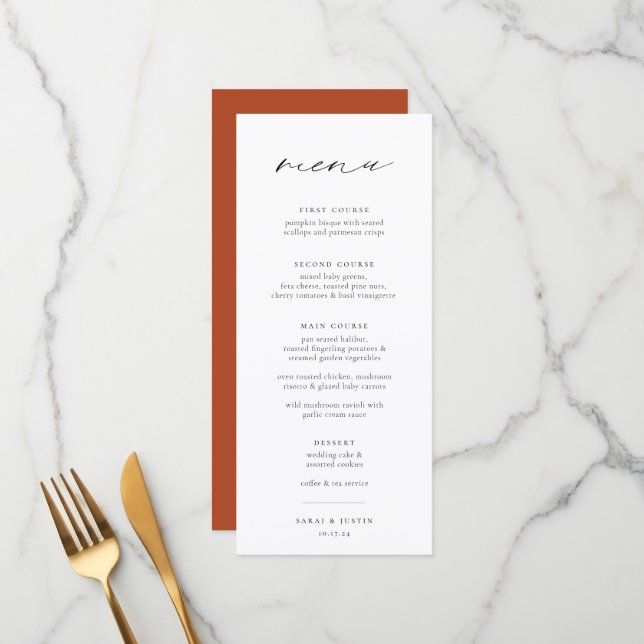 Menu Casamento Minimalista Chic (Frente/Verso In Situ)