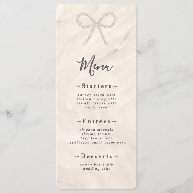 Menu Casamento Minimalista com Arco de Pérola Champanhe (Frente)