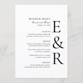 Menu Casamento Minimalista com Monograma Moderno e Ousa