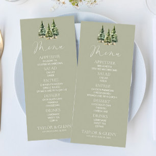 Menu Casamento Minimalista da Floresta de Pinheiros Nev