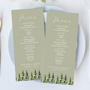 Menu Casamento Minimalista da Floresta de Pinheiros Nev