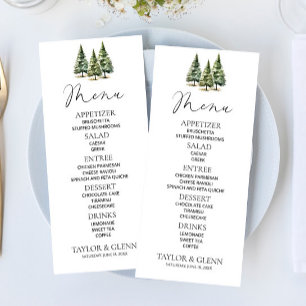 Menu Casamento Minimalista da Floresta de Pinheiros Nev