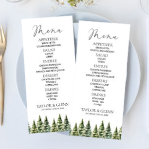 Menu Casamento Minimalista da Floresta de Pinheiros Nev