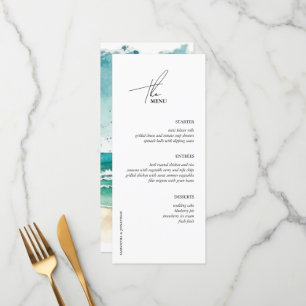 Menu Casamento minimalista de água e praia
