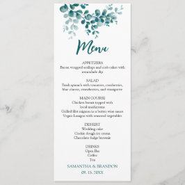 Menu Casamento minimalista de eucalipto verde