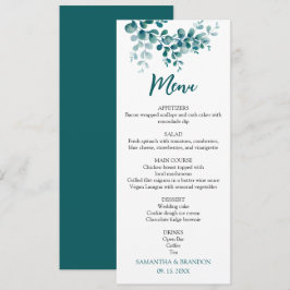 Menu Casamento minimalista de eucalipto verde