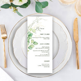Menu Casamento Minimalista de Eucalyptus Watercolo