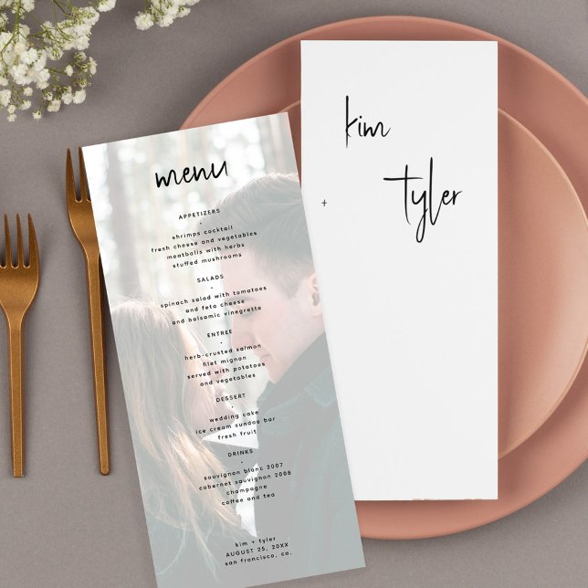 Menu Casamento minimalista de fotos modernas (Criador carregado)