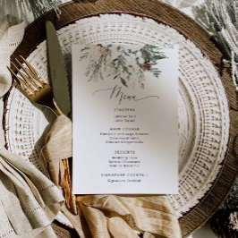 Menu Casamento minimalista de inverno com sempre-verde