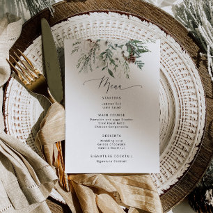 Menu Casamento minimalista de inverno evergreen