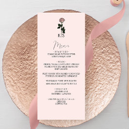 Menu Casamento Minimalista de Rosa Rosa Rosa Monograma