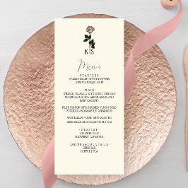 Menu Casamento Minimalista de Rosa Rosa Rosa Monograma