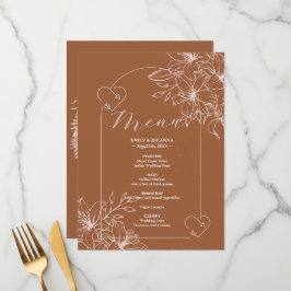 Menu Casamento Minimalista de terracotta boho Burnt Ora