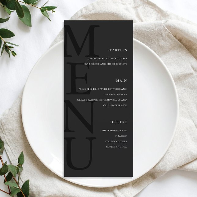 Menu Casamento Minimalista do Modern Matte Black (Criador carregado)