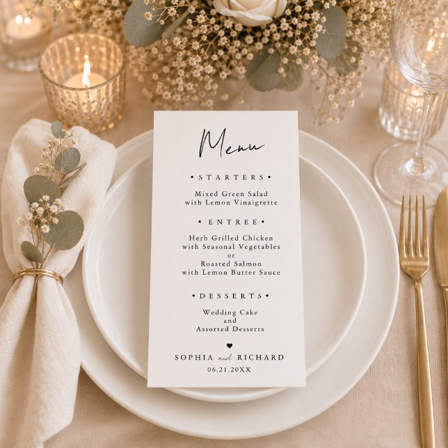 Menu Casamento Minimalista Elegante (Criador carregado)