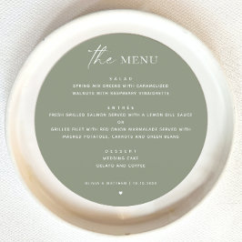 Menu Casamento Minimalista em Verde Salvia | Rodada Flo