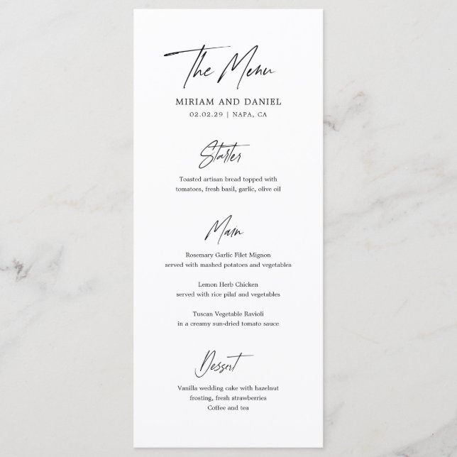 Menu Casamento Minimalista Moderno (Frente)