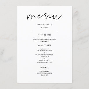 Menu Casamento minimalista moderno
