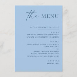 Menu Casamento Minimalista Moderno à Beira-Mar em Azul