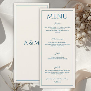 Menu Casamento minimalista moderno bege azul