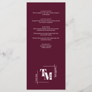 Menu Casamento Minimalista Moderno Chic Burgundy Obriga