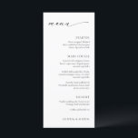 Menu Casamento Minimalista Moderno e Elegante<br><div class="desc">Cardápio de casamento moderno com um design simples e minimalista preto e branco com tipografia elegante,  juntamente com uma fonte serifada tradicional clássica.   O layout minimalista torna este cardápio ótimo para um casamento formal.</div>