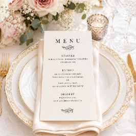 Menu Casamento Minimalista Moderno Preto e Bege