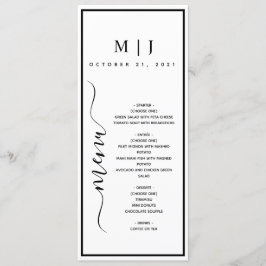 Menu Casamento Minimalista Negro e Branco