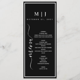Menu Casamento Minimalista Negro e Branco