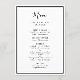 Menu Casamento Minimalista Negro e Branco
