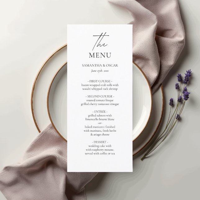 Menu Casamento Minimalista | Preto e Branco Elegan (Criador carregado)