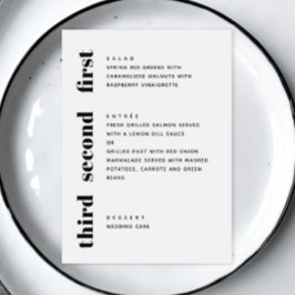 Menu Casamento minimalista preto e branco moderno