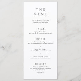 Menu Casamento Minimalista Preto e Branco Moderno