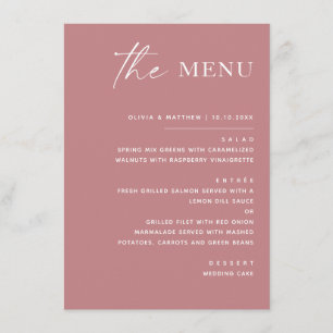Menu Casamento Minimalista Rosa   Primavera Elegante