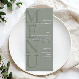Menu Casamento Minimalista Verde do Moderno Sage